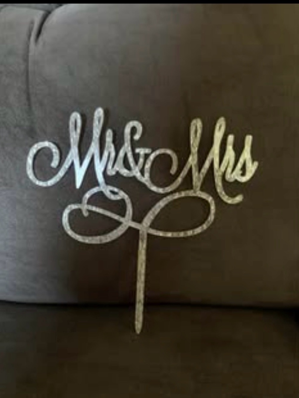 Mr & Mrs Silver Wedding Cake Topper by